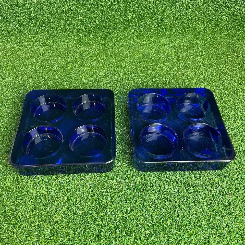 Vintage Lot Collectible Cobalt Blue Square Tea Light Holders